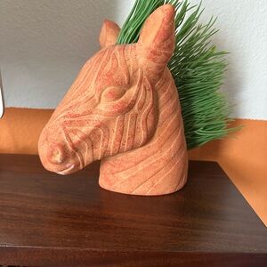 Orange Zebra Head Sculpture